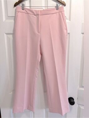 Zara Pink Trousers Ankle Crop Pants Kick Flare Dress Pant Pleated Leg Size Large
